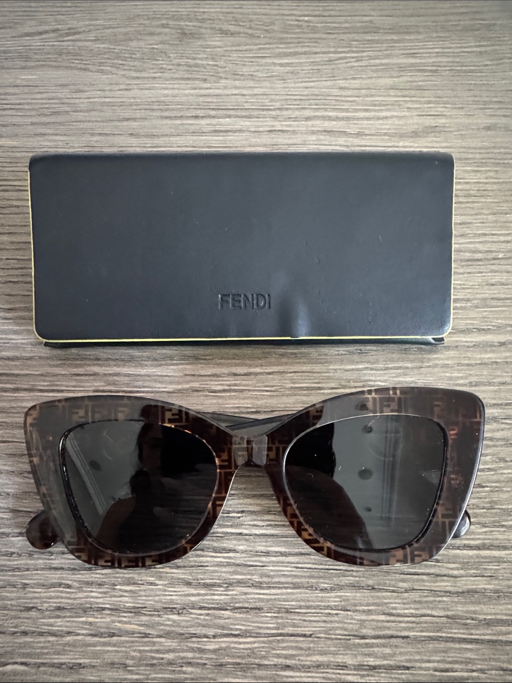 Fendi Brown Tortoiseshell FF-Logo Cat Eye Sunglasses